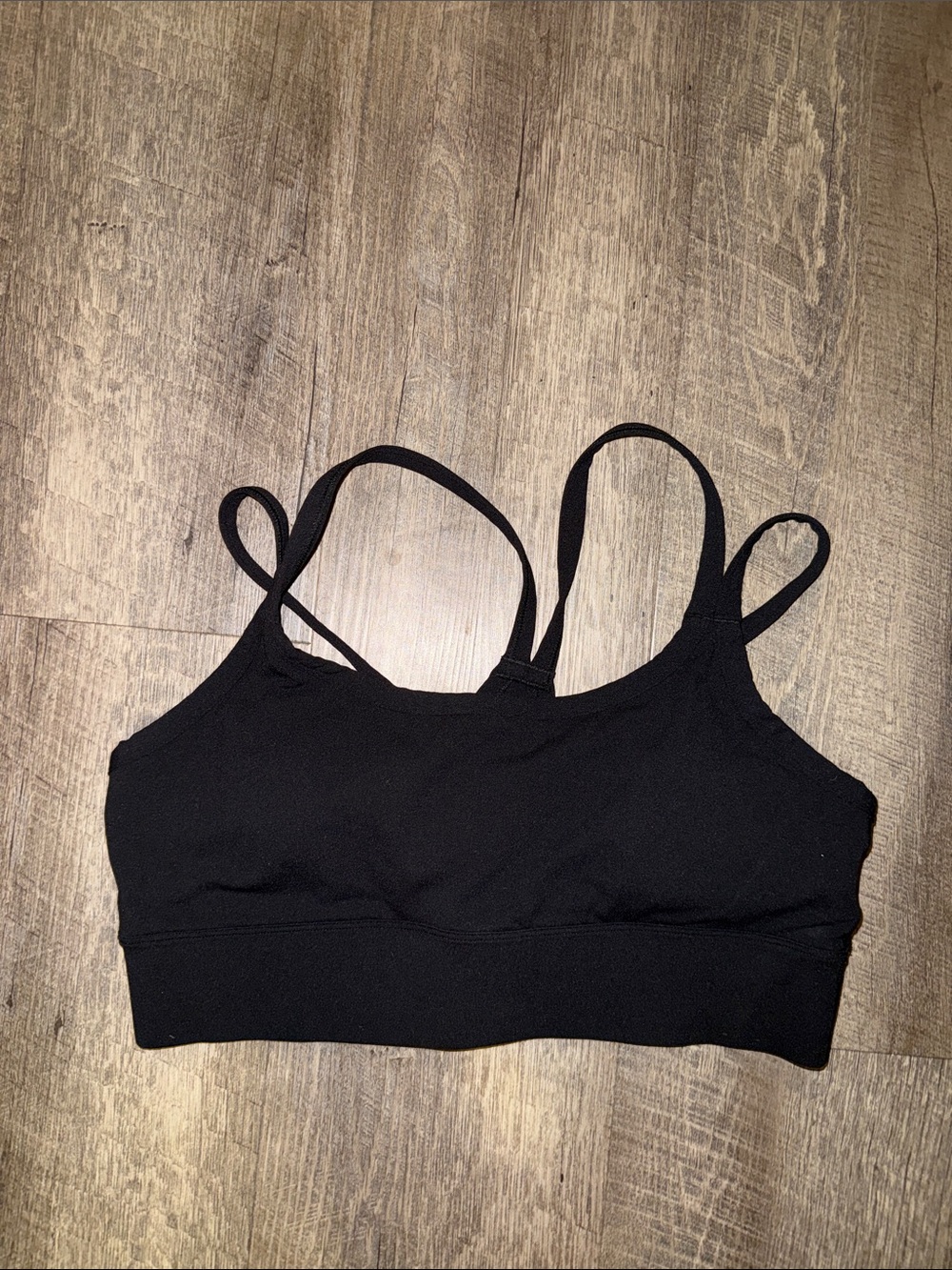 Fabletics Black Double-Strap Seamless Sports Bra